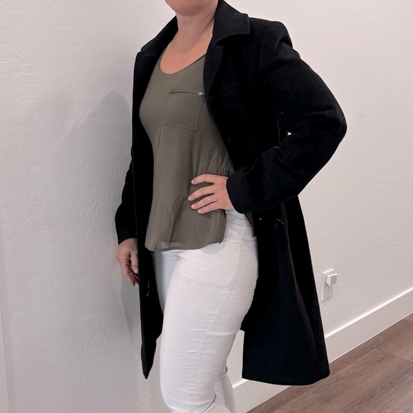 Women’s *Larry Levine* Design Elegant Black Lambswool & Cashmere Wool Coat - Picture 6 of 10